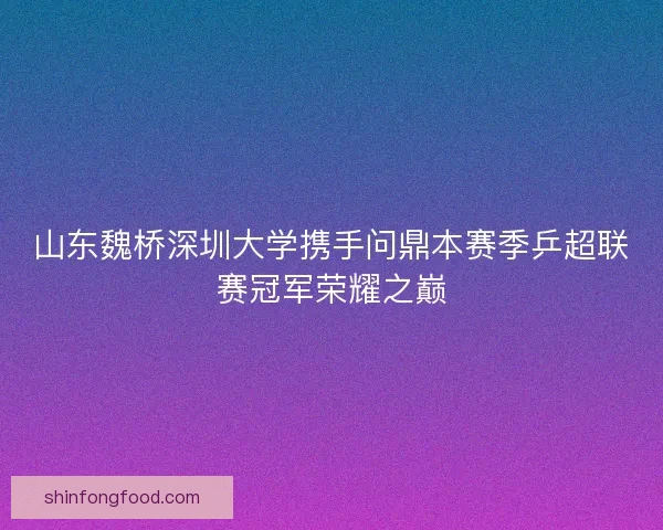 山东魏桥深圳大学携手问鼎本赛季乒超联赛冠军荣耀之巅